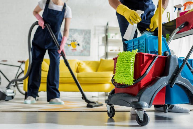 LSGC team using DHA-approved disinfectants for deep cleaning in an Abu Dhabi healthcare facility